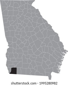 Black highlighted location map of the US Decatur county inside gray map of the Federal State of Georgia, USA