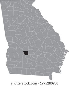 Black highlighted location map of the US Crisp county inside gray map of the Federal State of Georgia, USA