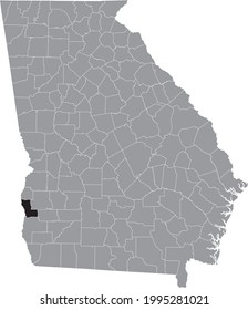 Black highlighted location map of the US Clay county inside gray map of the Federal State of Georgia, USA
