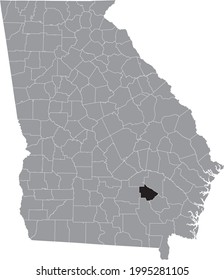 Black highlighted location map of the US Bacon county inside gray map of the Federal State of Georgia, USA