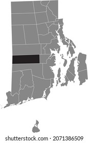 Black highlighted location map of the West Greenwich inside gray administrative map of the Federal State of Rhode Island, USA