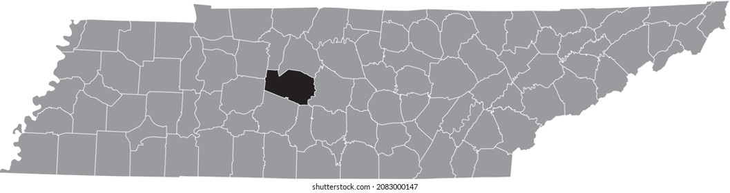 Black highlighted location map of the Williamson County inside gray administrative map of the Federal State of Tennessee, USA