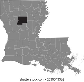 Black Highlighted Location Map Of The Winn Parish Inside Gray Map Of The Federal State Of Louisiana, USA