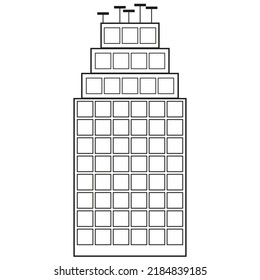 black high-rise building icon. Vector illustration. stock image.