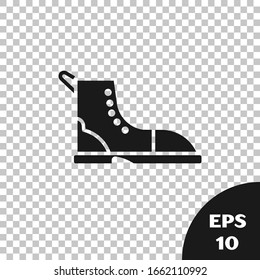 Black Hiking Boot Icon Isolated On Transparent Background.  Vector Illustration