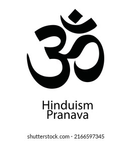 Black Hinduism Pranava symbol on white background. strong meaning
