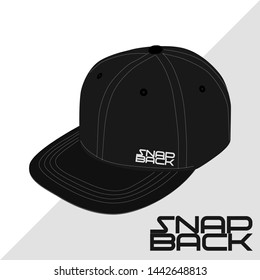Black Hip Hop cap and snap back. vector