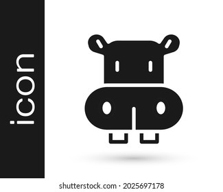 Black Hippo or Hippopotamus icon isolated on white background. Animal symbol.  Vector