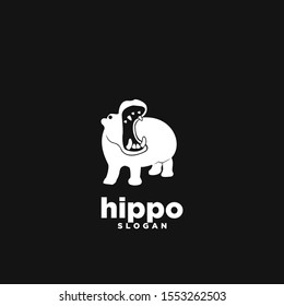 Black hippo logo icon design vector illustration