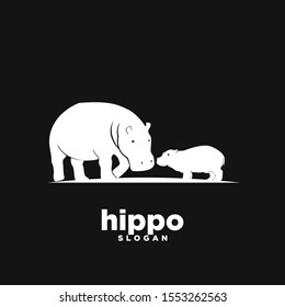 Black hippo logo icon design vector illustration