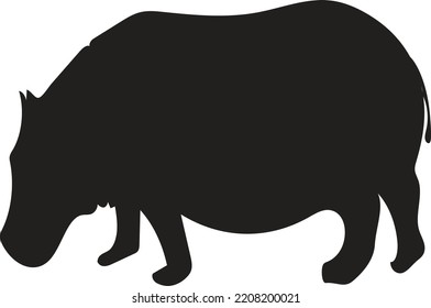 Black Hippopotamus Silhouette Vector Logo