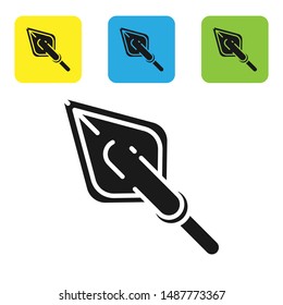 Black Hipster arrow tip icon isolated on white background. Set icons colorful square buttons. Vector Illustration