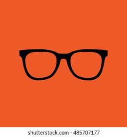 Black hipster glasses icon vector illustration. Orange background