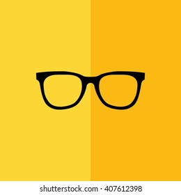 Black hipster glasses vector illustration. Yellow background