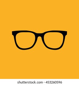 Black hipster glasses vector illustration. Yellow background