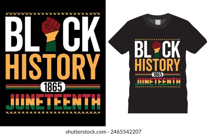 Black History 1865 Juneteenth Freedom day t shirt design illustrator. Typography t-shirt design. Typography apparel. Print template for t-shirt. 