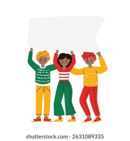 Black history day cartoon vector illustration on the white background.