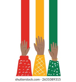 Black history day vector illustration with hands.