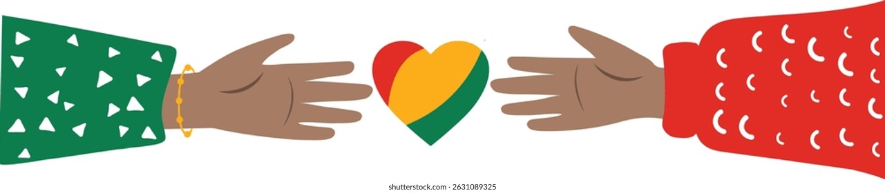 Black history day vector illustration with hands.