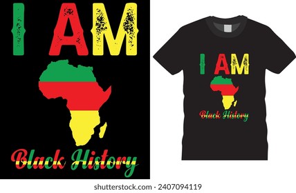 I am black history, graphic vector t shirt design template. Black History month t-shirt design vector template. black history t-shirts design ready for any print item.