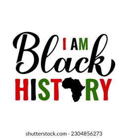 I am black history.  Juneteenth typography poster. African American holiday on June 19. Vector template for banner, postcard, greeting card, sticker, etc.