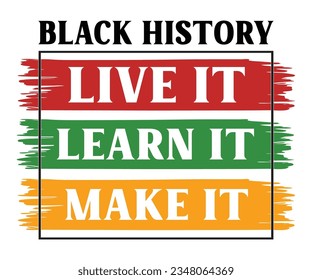 Black History Live It Learn It Make It SVG, Black History Month SVG, Black History Quotes T-shirt, BHM T-shirt, African American Sayings, African American SVG File For Silhouette Cricut Cut Cutting svg