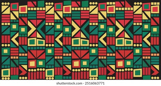 Black History Month 2022 pattern. African American Black history month Neo geometric seamless pattern background. Celebrated February in united state and Canada. Juneteenth Independence Day. Kwanzaa.