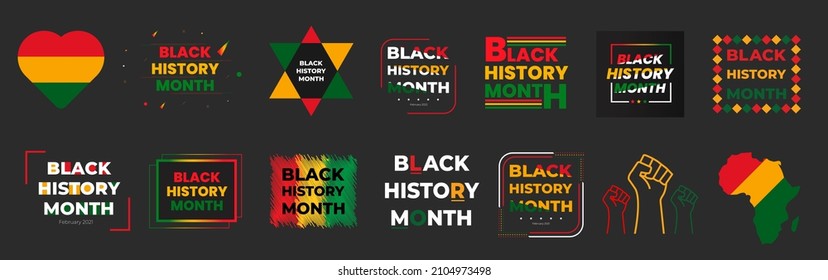 black history month 2022. Vector African American History Designs set with text, map for poster, print, card, banner, background. black history month vector set. black history month text design	
