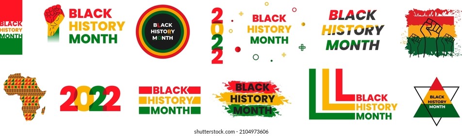 black history month 2022. Vector African American History Designs set with text, map for poster, print, card, banner, background. black history month vector set. black history month text design	
