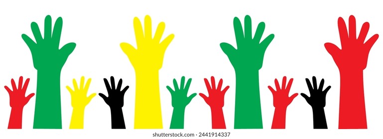
black history month 2024 celebrating raising vector hand design.