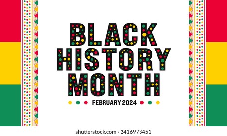 Black history month 2024 hand drawing colorful font letter typography background design template. Celebrated February in Africa, united state and Canada.