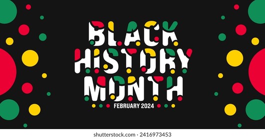 Black history month 2024 hand drawing colorful font letter typography background design template. Celebrated February in Africa, united state and Canada.