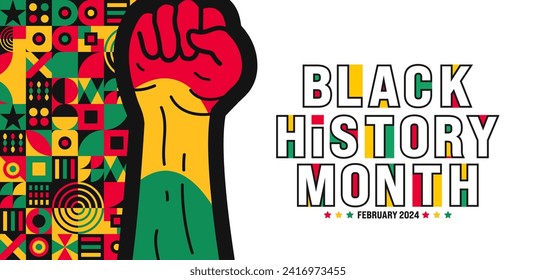 Black history month 2024 hand drawing colorful font letter typography background design template. Celebrated February in Africa, united state and Canada.