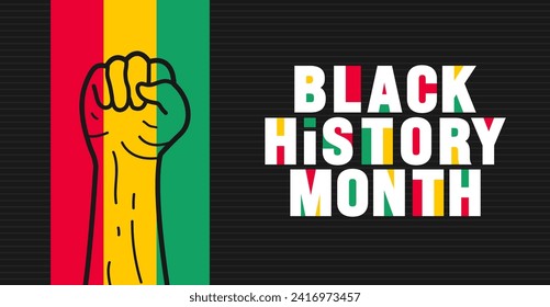 Black history month 2024 hand drawing colorful font letter typography background design template. Celebrated February in Africa, united state and Canada.