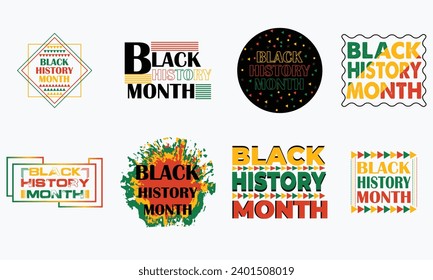 Black history month 2024. Vector African American History Designs set with text, poster, print, card, banner, background. black history month vector  illustration set. 