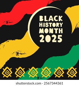 Black History Month 2025 African American Colorful Typography Banner Template. Social Media Poster Design Background. National Holiday of USA, Canada and United Kingdom. Vector Illustration.