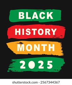 Black History Month 2025 African American Colorful Typography Banner Template. Social Media Poster Design Background. National Holiday of USA, Canada and United Kingdom. Vector Illustration.