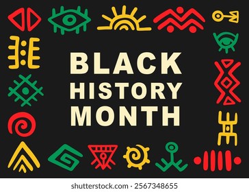 Black History Month 2025 African American Colorful Typography Banner Template. Social Media Poster Design Background. National Holiday of USA, Canada and United Kingdom. Vector Illustration.