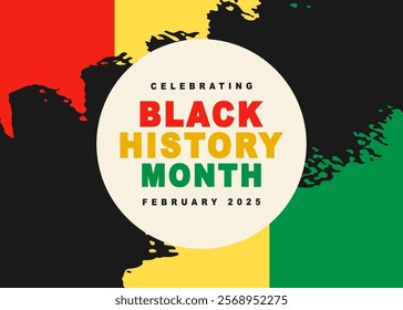 Black History Month 2025 African American Colorful Typography Banner Template. Social Media Poster Design Background. National Holiday of USA, Canada and United Kingdom. Vector Illustration.