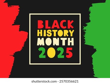 Black History Month 2025 African American Colorful Typography Banner Template. Social Media Poster Design Background. National Holiday of USA, Canada and United Kingdom. Vector Illustration.