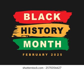 Black History Month 2025 African American Colorful Typography Banner Template. Social Media Poster Design Background. National Holiday of USA, Canada and United Kingdom. Vector Illustration.