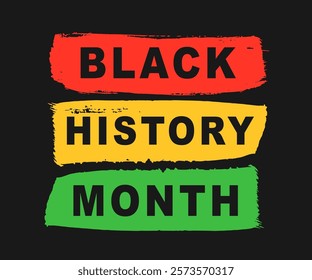 Black History Month 2025 African American Colorful Typography Banner Template. Social Media Poster Design Background. National Holiday of USA, Canada and United Kingdom. Vector Illustration.