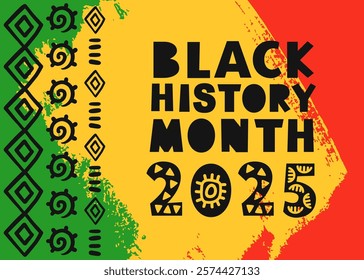 Black History Month 2025 African American Colorful Typography Banner Template. Social Media Poster Design Background. National Holiday of USA, Canada and United Kingdom. Vector Illustration.