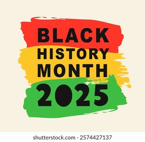 Black History Month 2025 African American Colorful Typography Banner Template. Social Media Poster Design Background. National Holiday of USA, Canada and United Kingdom. Vector Illustration.