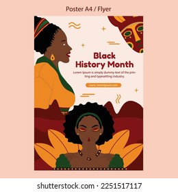 Black History Month a4 vector flyer illustration design