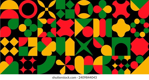 Antecedentes abstractos del mes de la historia negra. Rojo, amarillo, verde, negro color para la pancarta, afiche, tarjeta. Ilustración del vector