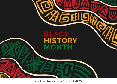 Black history month abstract backgrounds with hand drawn patterns