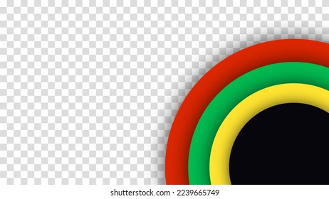 Black History Month. Abstract circle black, red, yellow, green color banner background. Copy space for text. Transparent background.