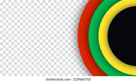 Black History Month. Abstract circle black, red, yellow, green color banner background. Copy space for text. Transparent background.