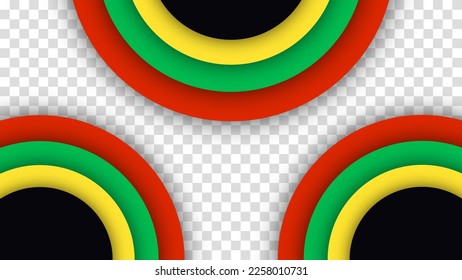 Black History Month. Abstract circle black, red, yellow, green color banner background. Copy space for text. Transparent background.